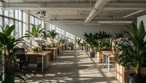 Office Space With Plants and Natural Light in a Modern Setting