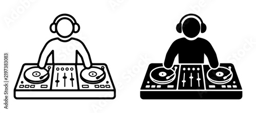 Foto DJ Icon Set, Music Mixer and Turntable Graphics, Entertainment and Nightlife Sym