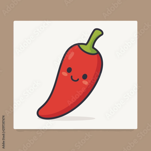 Vector illustration of a cartoon red chili pepper