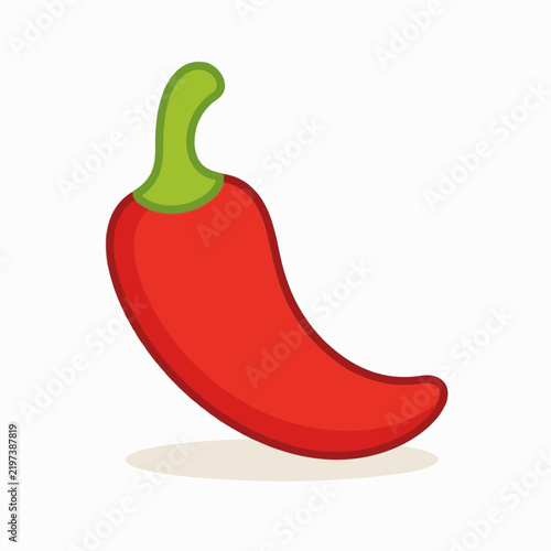 Vector illustration of a cartoon red chili pepper logo.