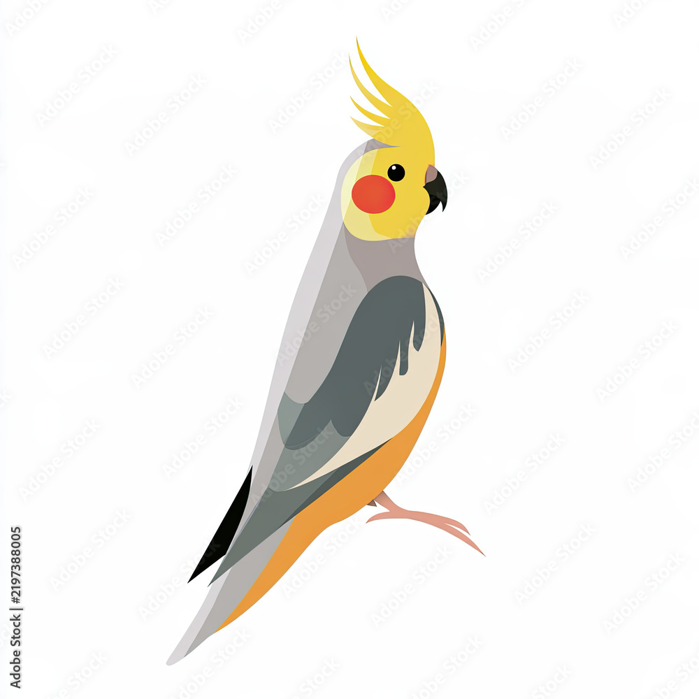 Fototapeta premium elegant flat vector illustration of a cockatiel bird