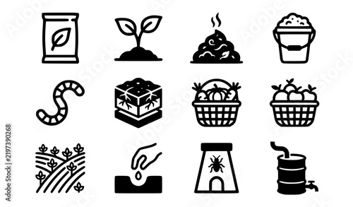 Organic Farming and Sustainable Agriculture Icons