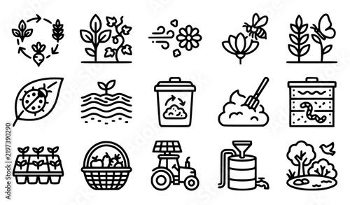 Organic Farming and Sustainable Agriculture Icons