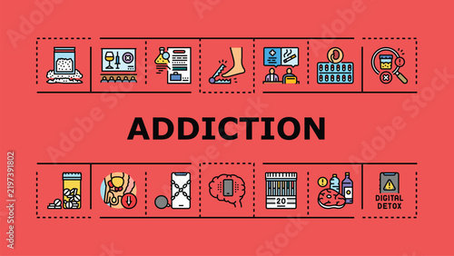 Bild auf Leinwand Addiction banner infographic