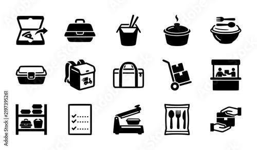 Food Delivery Service and Takeaway Icons