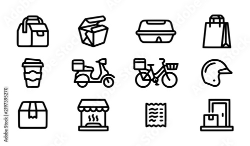 Food Delivery Service and Takeaway Icons