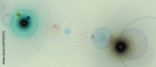 Fotografie Abstract Pale Green Background with Inverted Lens Flare and Bokeh Orbs Light Eff