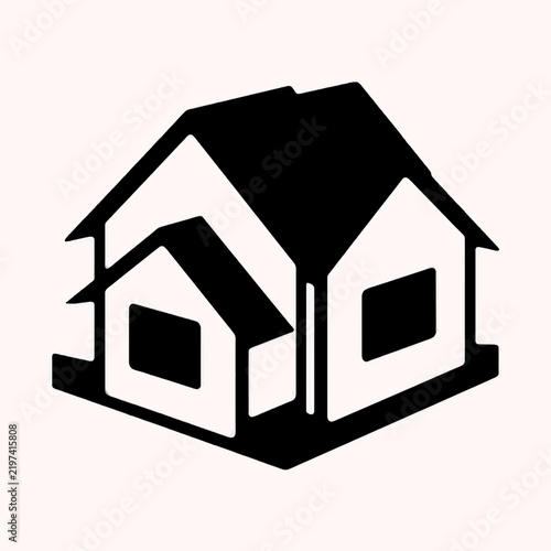 Modern residential house illustration with rooftop solar panels, green energy home concept