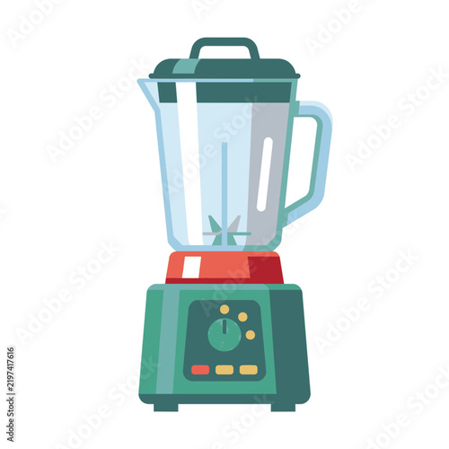 Modern Digital Illustration of Electric Kitchen Blender in Flat Color Style