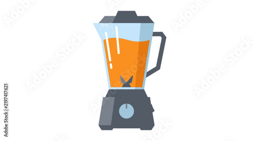 Modern Flat Vector Illustration of a Geometric Glass Blender with Smoothie