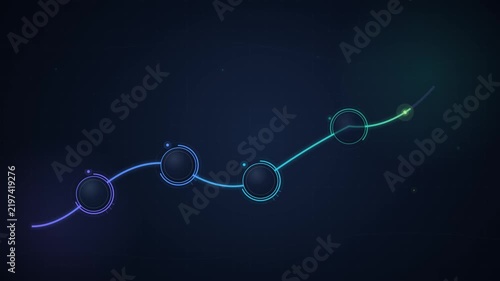 Glowing Five-Step Progress Path with Animated Milestones