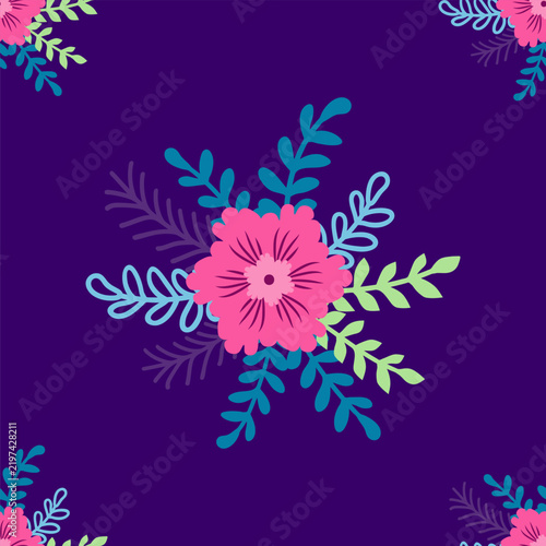 Vintage Decorative seamless pattern in classic style with small flowers, ditsy. Light silhouettes of flowers, two-color ornament in pastel colors