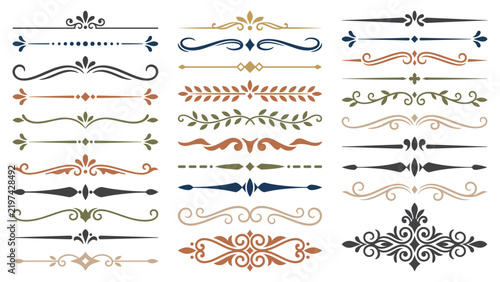 Decorative text dividers and borders collection for page formatting.