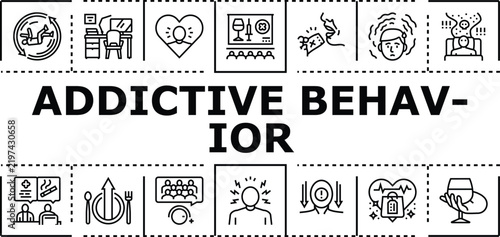 Fotografie Addictive behavior banner infographic