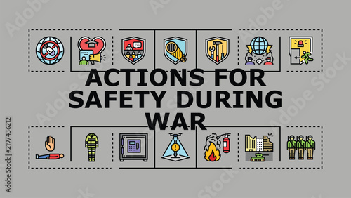 Canvastavla Actions for safety during war banner infographic