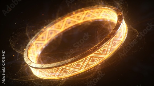 Golden Glowing Energy Ring Light Effect on Transparent Background