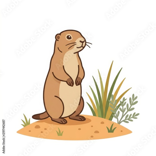Cute prairie dog standing on a mound vector illustration