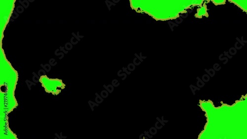 Burning Green Paper Transition on black background. paper transition burning effect moving randomly on green screen. 4K Video.