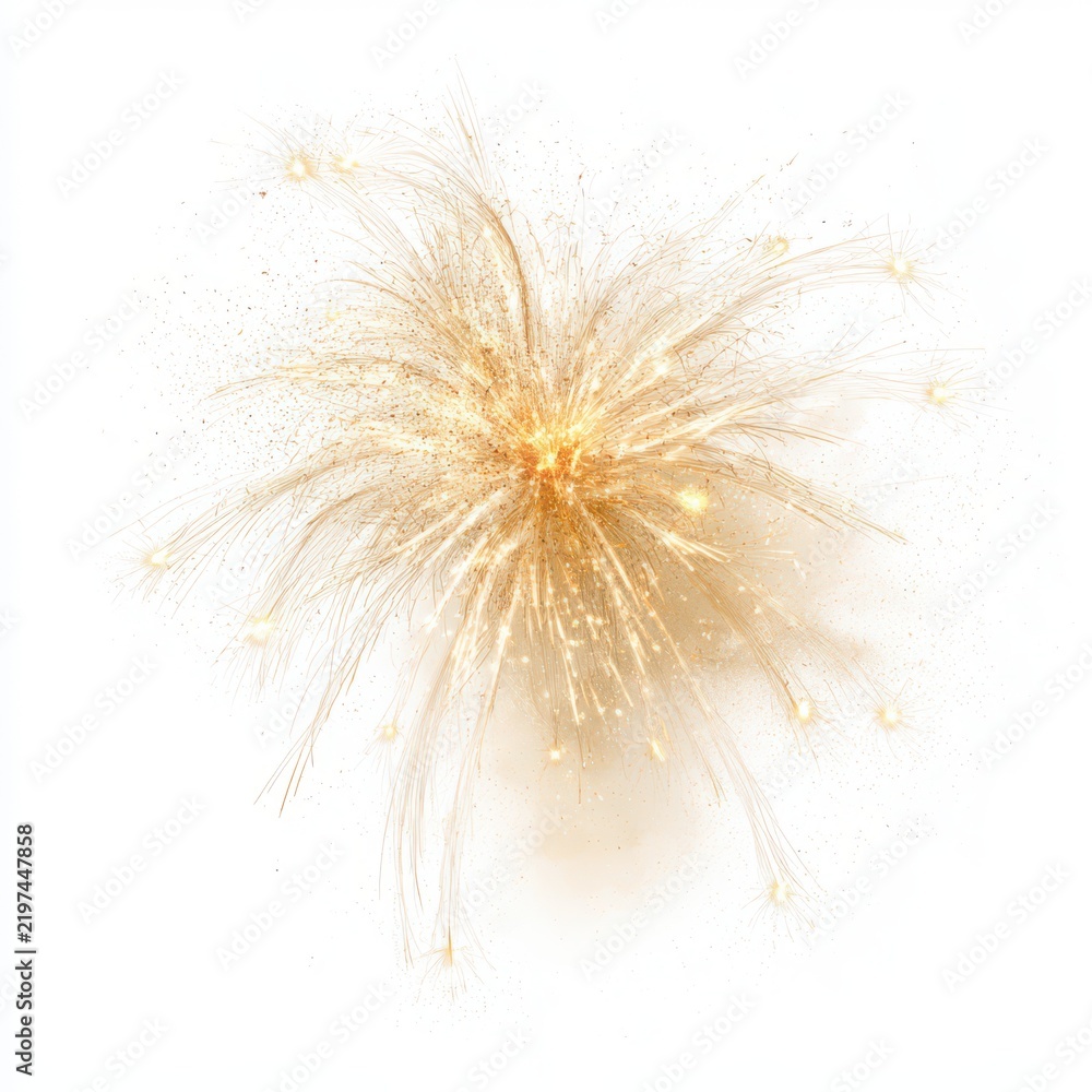 Fototapeta premium Elegant golden firework burst with delicate sparks in soft light