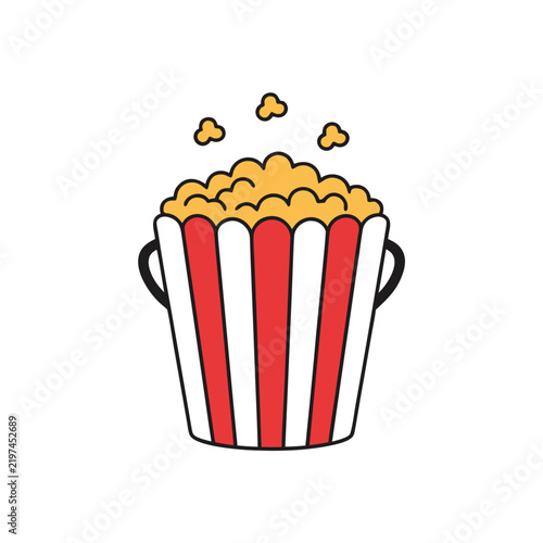 Popcorn in Red and White Striped Bucket Vector Clipart
