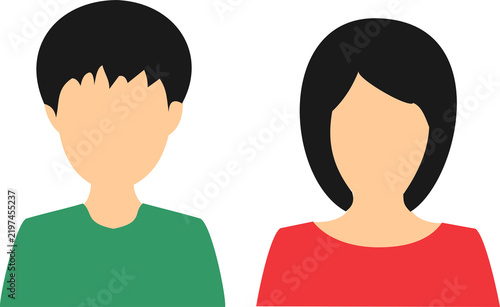 Male and female character profile icons, couple (2)