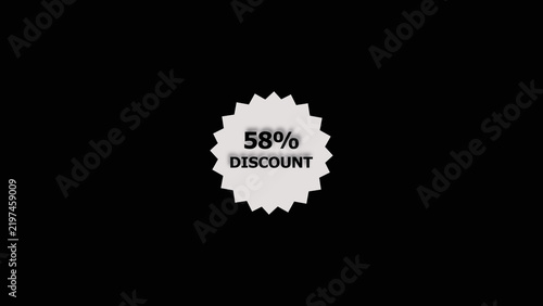 58% discount offer icon background 4k illustration. Stock clearness offer concept background.