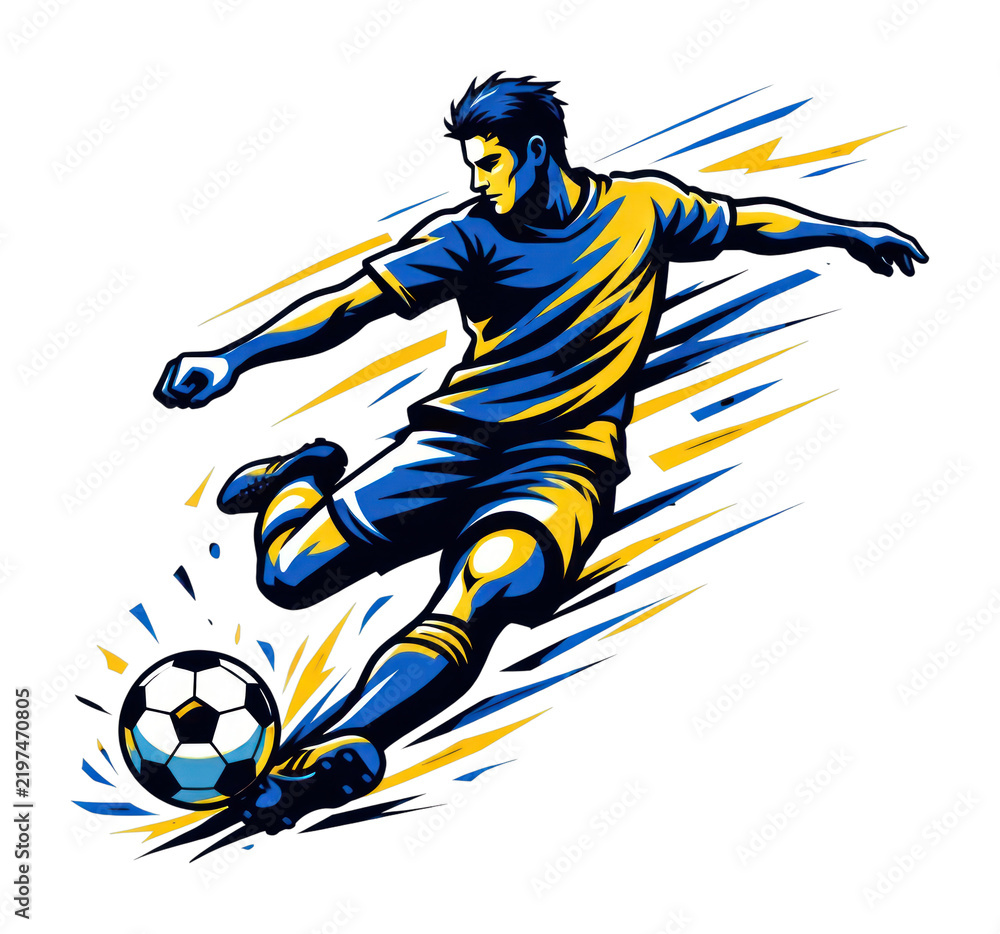 Obraz premium PNG Dynamic soccer player illustration.