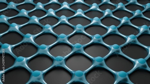 Blue Metallic Procedural Mesh Surface Abstract Background Animation. 4K