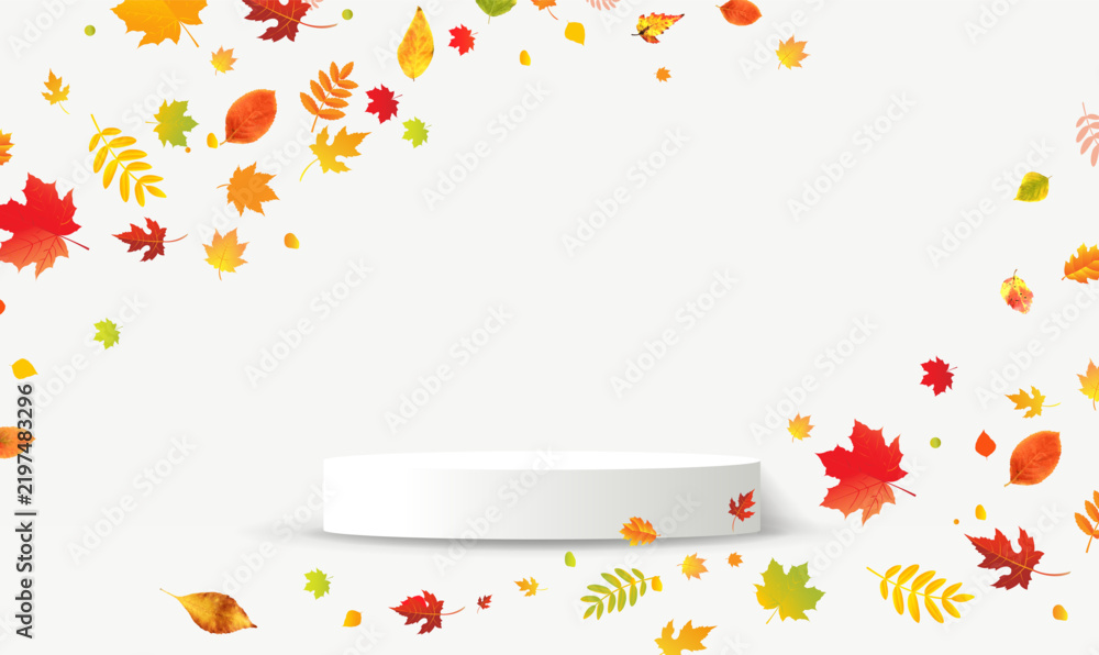 Obraz premium Autumn Leaves Poster And Podium