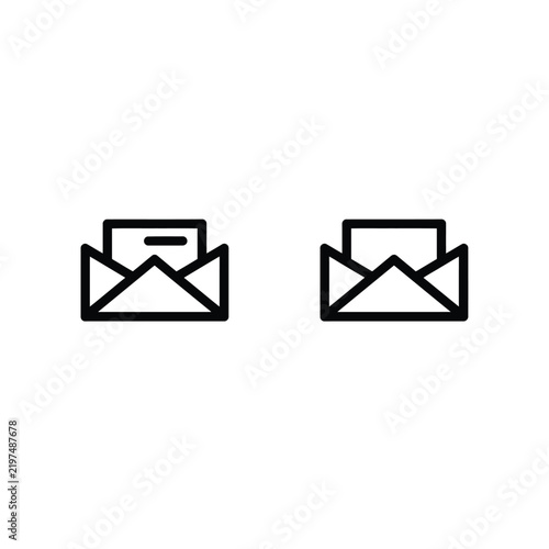 Minimalist outline of open envelopes with letters inside