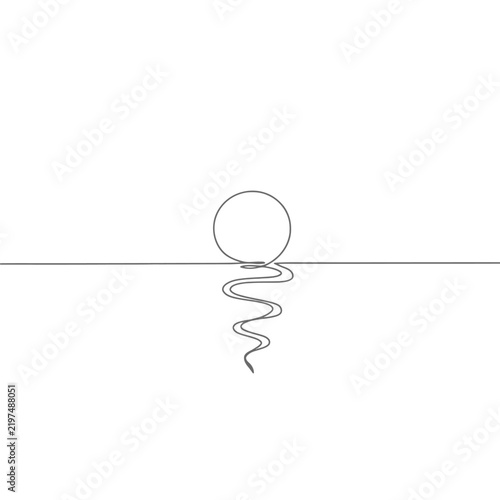 Minimalist single line of a sun setting over the ocean horizon