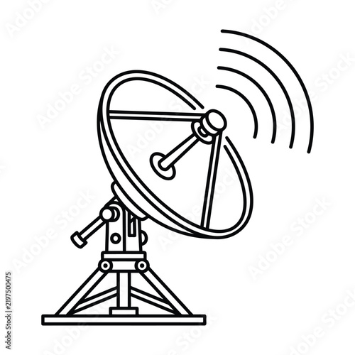 Satellite Dish Antenna Icon for Telecommunication and Broadcasting Vector