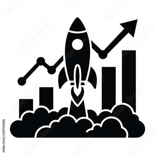 Rocket Launch Business Growth and Success Vector Icon