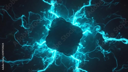 A glowing blue magic portal floats in the dark