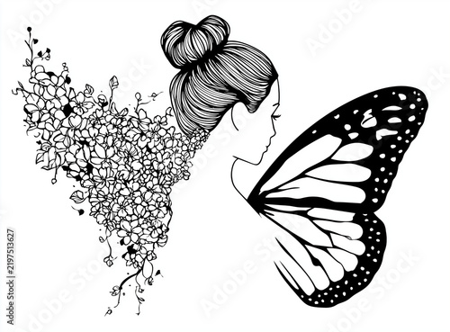 Elegant Woman with Butterfly Wings in Artistic Portrait