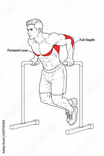 How forward lean and full depth combine for an effective chest and triceps dip