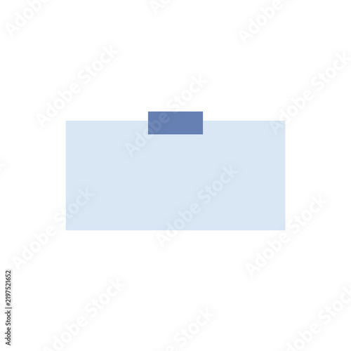 Minimalist blue paper note with adhesive tape for office reminders and blank text space transparent background