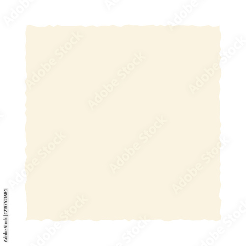 Square piece of aged vintage parchment paper with rough torn deckle edges transparent background