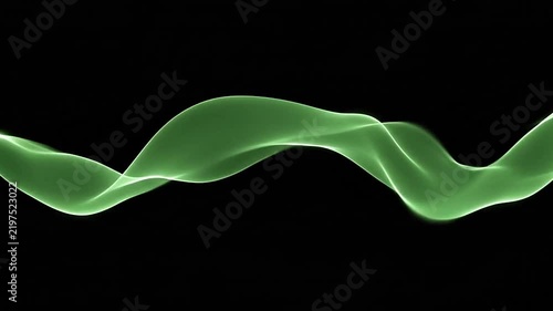 A glowing green abstract wave on black