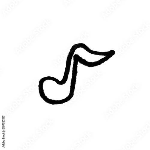 Quadro su tela Hand Drawn Doodle Musical Note Eighth Note, Simple Black Line Art Music Symbol