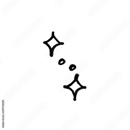 Hand Drawn Doodle Four Pointed Sparkle Stars with Two Dots, Simple Black Line Art Element for Design