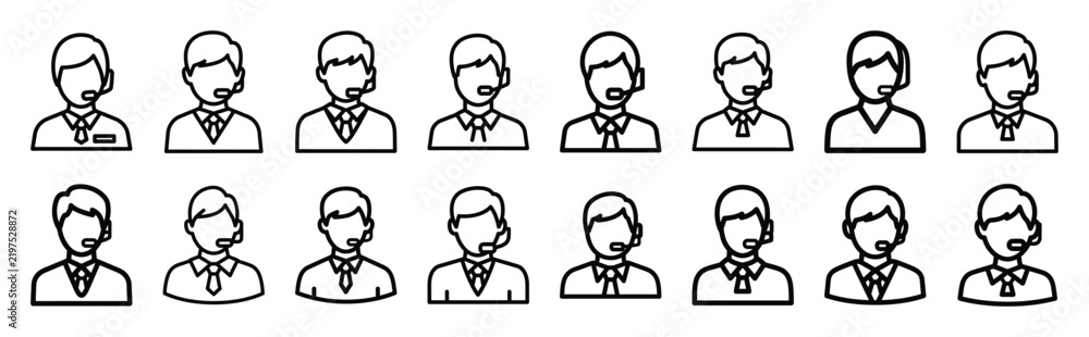 Fototapeta premium customer service editable outline icon set. tech elements and modern line art vector icons collection