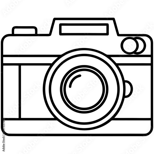 Minimal Camera Vector Icon – Line Art Style