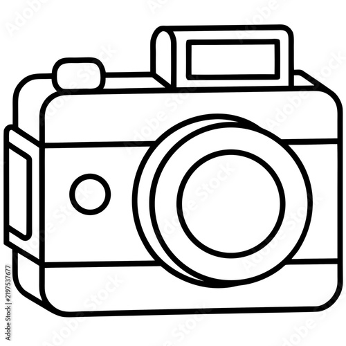 Minimal Camera Vector Icon – Line Art Style