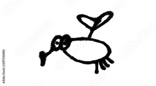 Canvastavla Cute Hand-Drawn Mosquito Doodle in Black and White