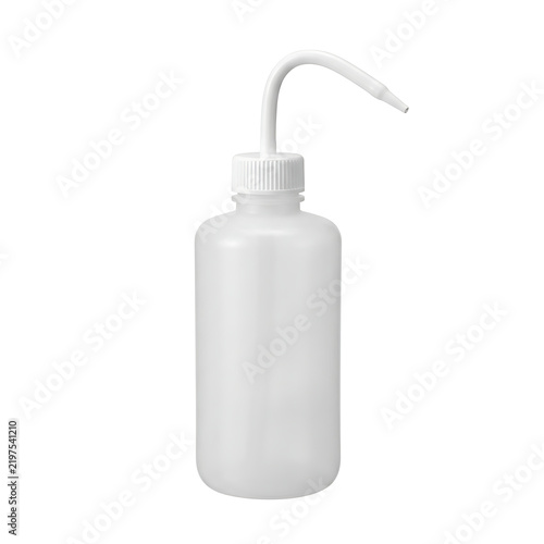 Plastic wash bottle for laboratory use isolated on transparent background