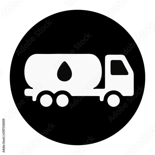 Fuel Tanker Truck Transport Icon Inside Black Circle