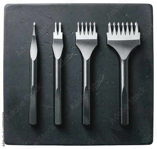 Canvastavla Three kitchen utensils arranged in a row on a black slate board for artisanal shop showcase, isolated product element on transparent background