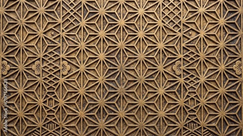 Traditional Japanese Kumiko Geometric Lattice Pattern Background