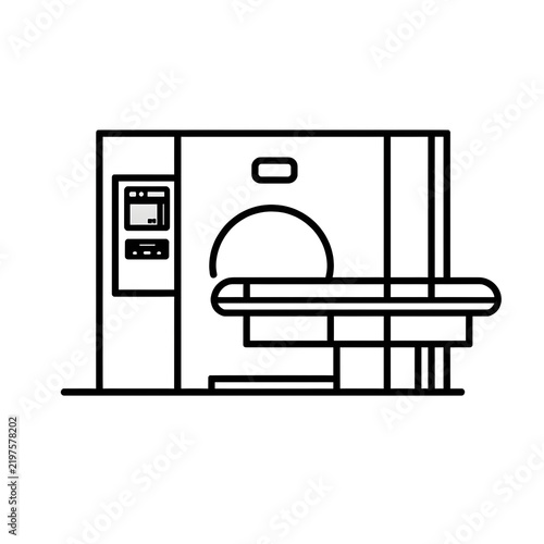 Medical CT scan machine scanner with control panel vector icon